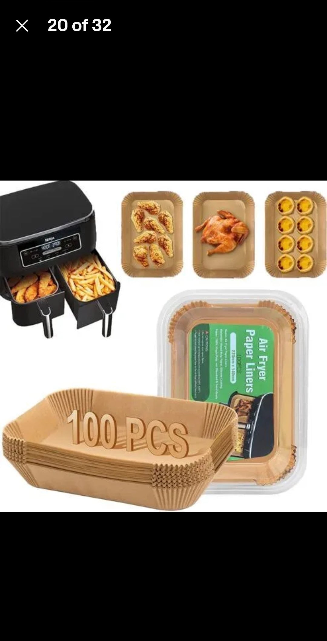 Disposable Air Fryer Liners for Ninja Air Fryer Duo 100 per pack