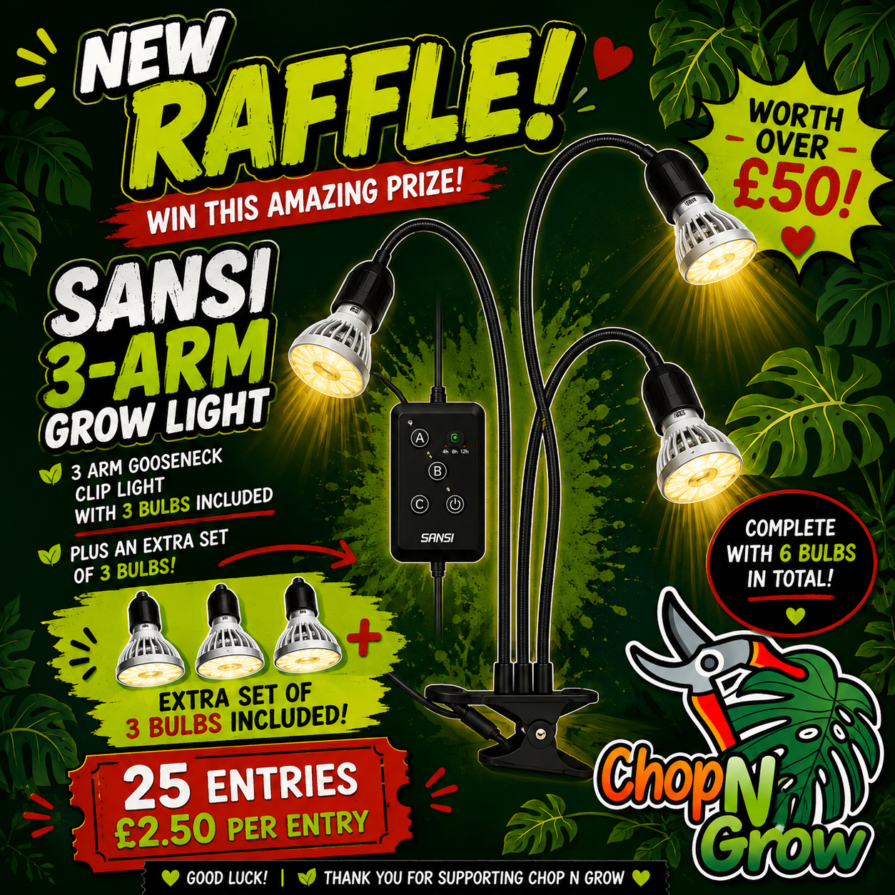 πΏ SANSI 3-Arm Grow Light Raffle see description π‘