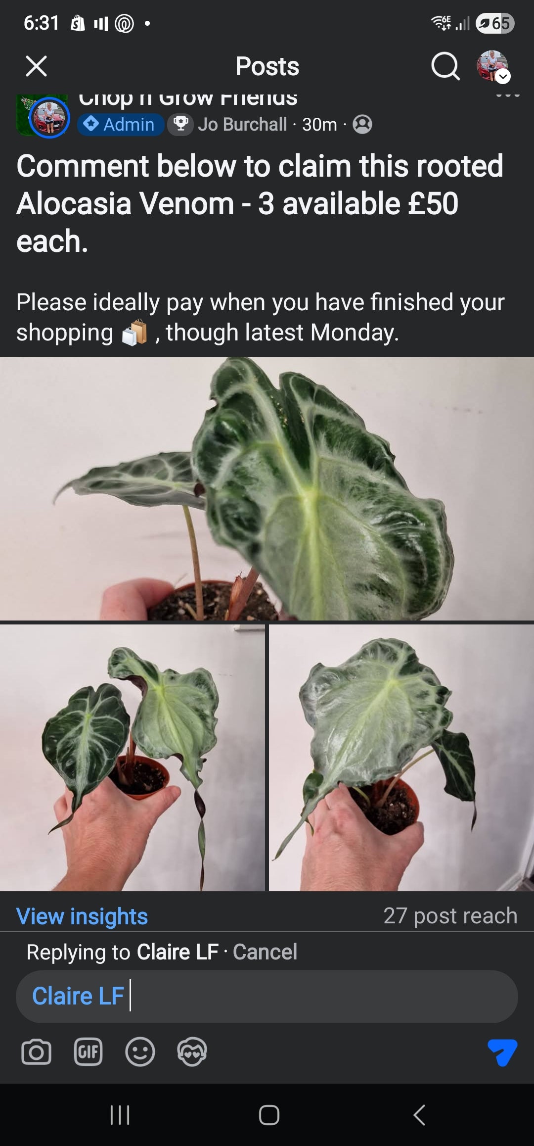 Friday commwnt to claim - Venom Claire F