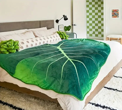 Cosy Flannel Leaf Shaped Blanket / Throw