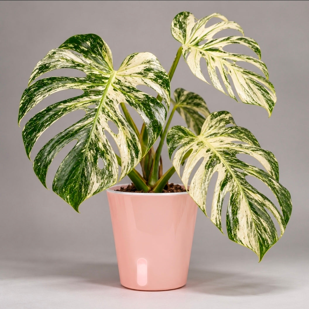 Pre - Order - Pink Glossy Self Watering Plant Pots with Clear Inner | Multiple Sizes
