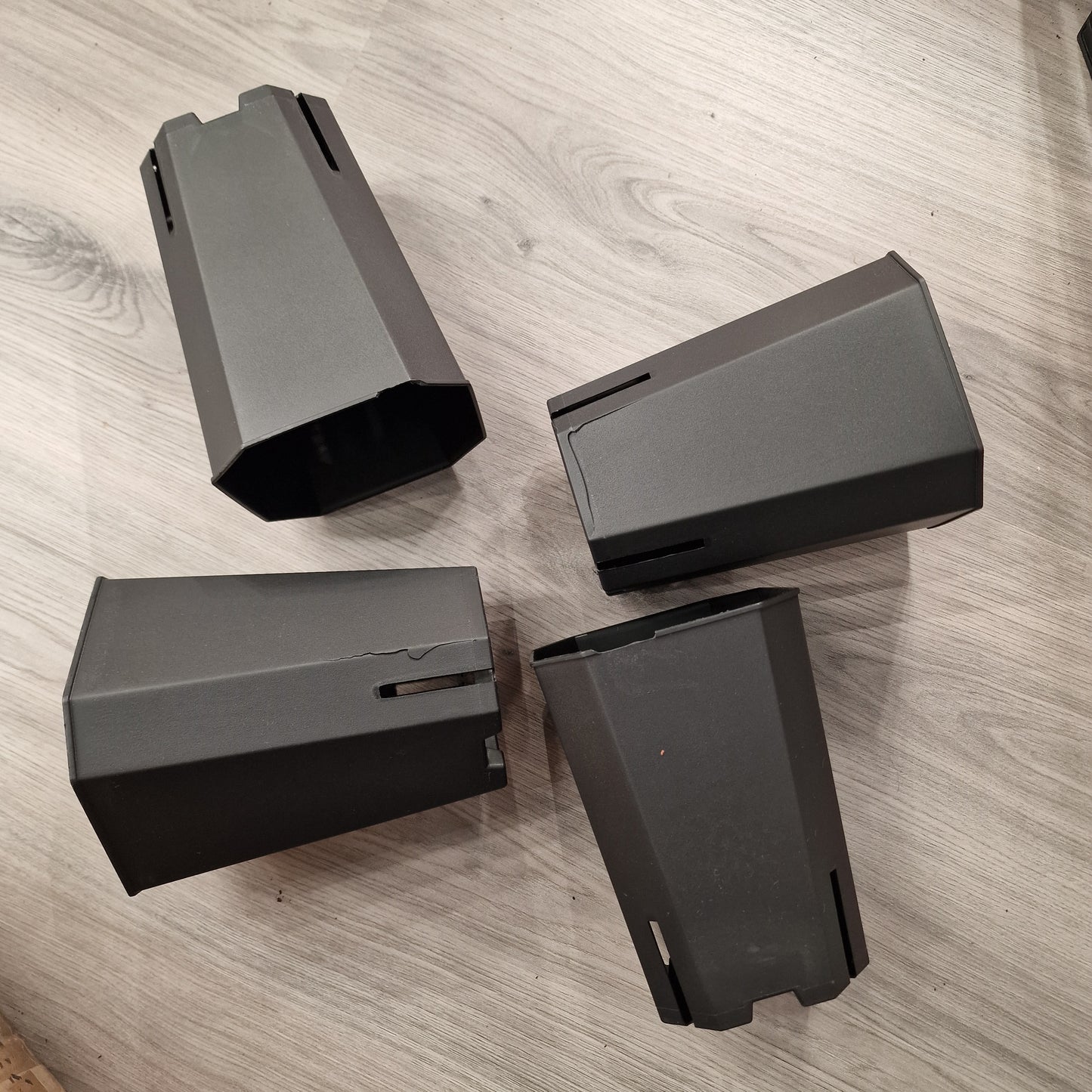 Slight Damage Plastic Matt Black Tower Aroid Plant Pot 12cm