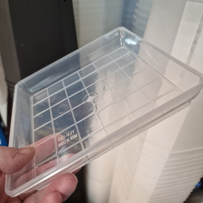 clear plastic plant saucers assorted sizes Clear Square Plant Saucers – Various Sizes