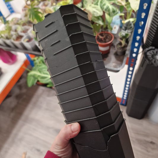 Slight Damage Plastic Matt Black Tower Aroid Plant Pot 9cm