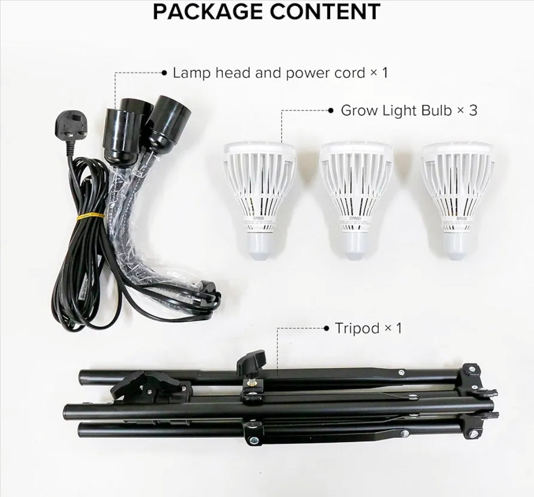 🌿 Sansi Grow Light - 3 Head Full Spectrum LED - see description