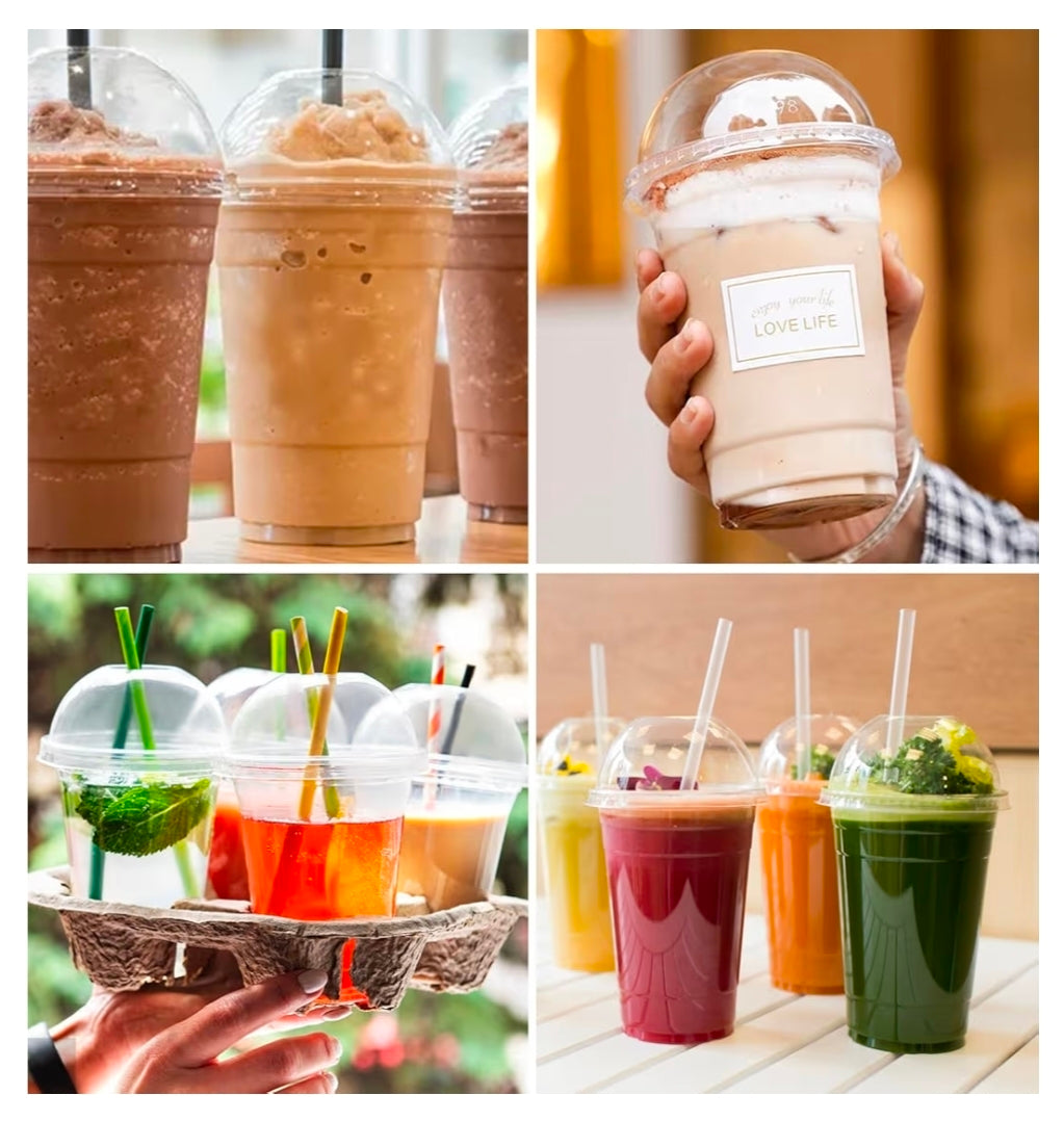 16oz / 500ml Clear Smoothie Cups with Dome Lids – Ideal Humidity Domes for Cuttings and Plantlets