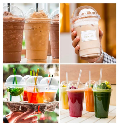16oz / 500ml Clear Smoothie Cups with Dome Lids – Ideal Humidity Domes for Cuttings and Plantlets