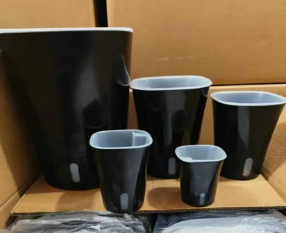 Black Glossy Self-Watering Plant Pots – Various Sizes