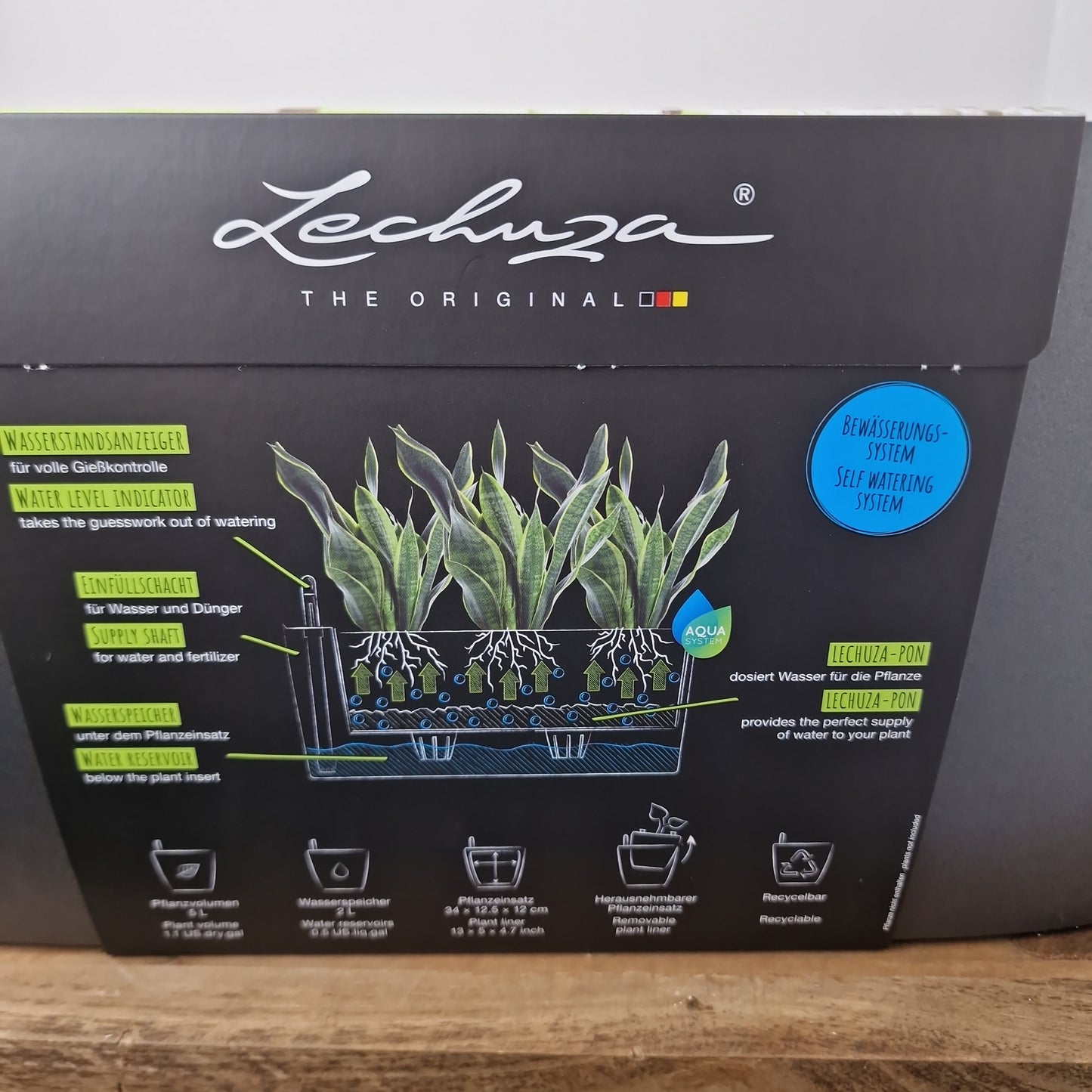 Lechuza Delta 20 All in One Self Watering Pot - Charcoal Metallic