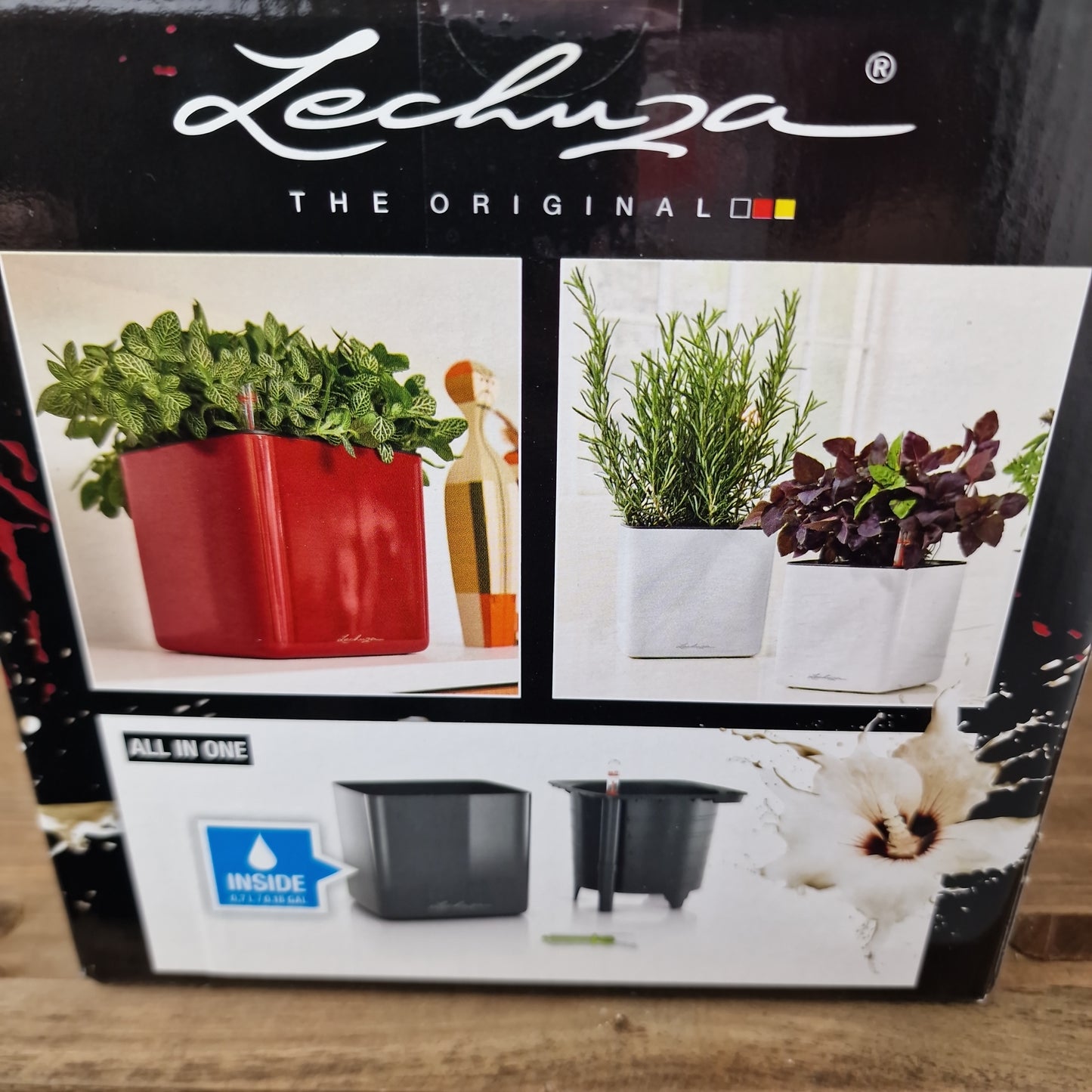 Lechuza Cube 16cm All in One Self Watering Pot Charcoal High Gloss