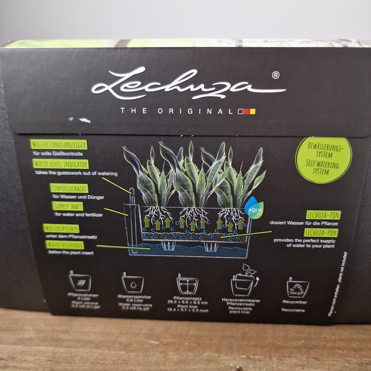 Lechuza Delta 10 All in One Self Watering Pot - Metallic Charcoal