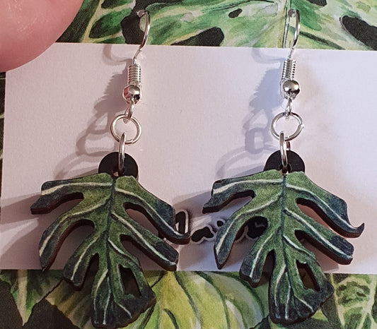 Monstera Leaf Hook Earings
